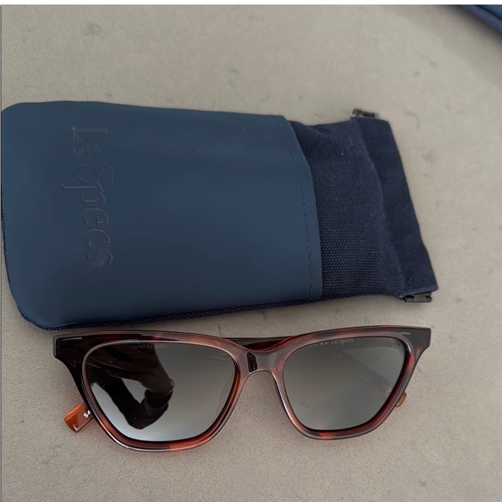 Le Specs Tortoise Sunglasses with Navy Case